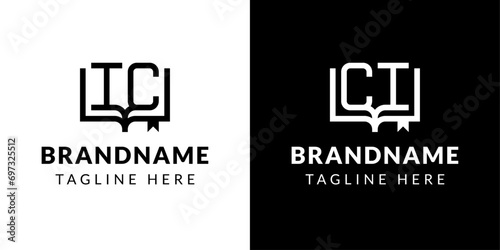 Letter CI and IC Book Logo, suitable for business related to book with CI or IC initials