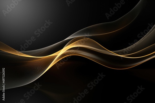 Abstract gold wave on black background. Vector illustration for your design, AI Generated