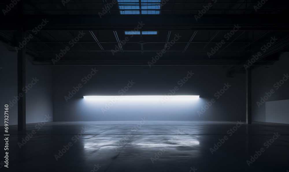 Empty cement building interior background and lighting concept