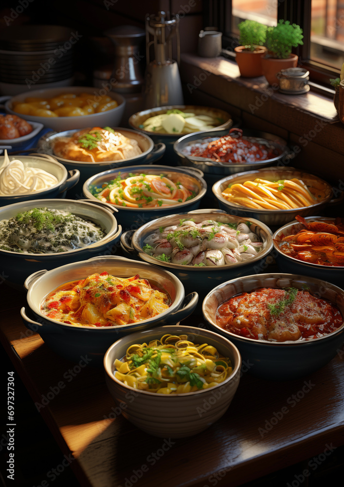 Asian food in a restaurant Asian food in a restaurant