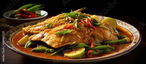 Indonesian snapper curry from Padang, West Sumatra. photo