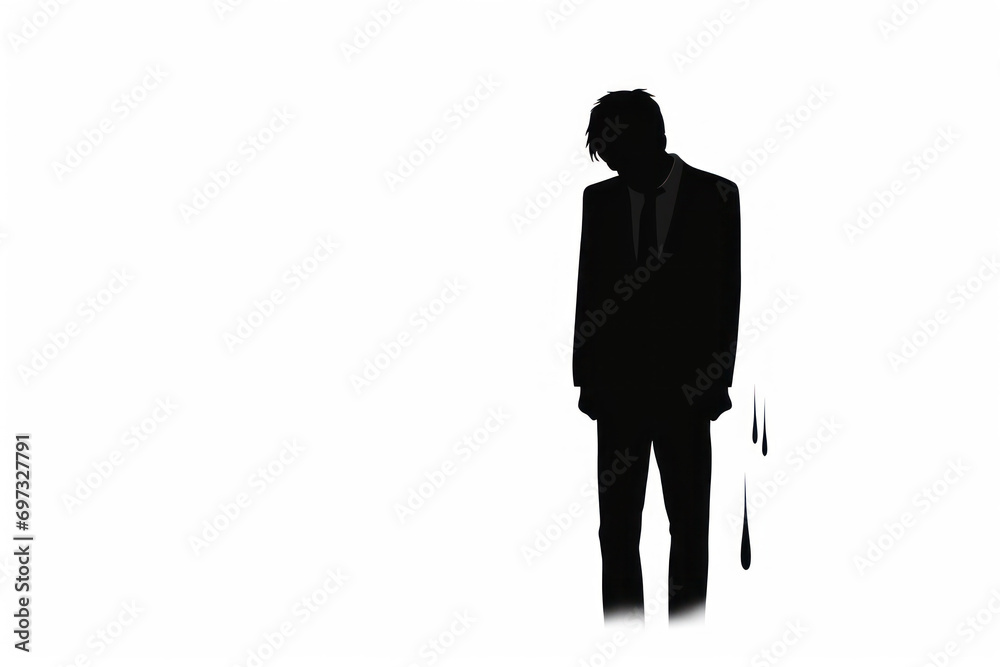 black silhouette of a sad man