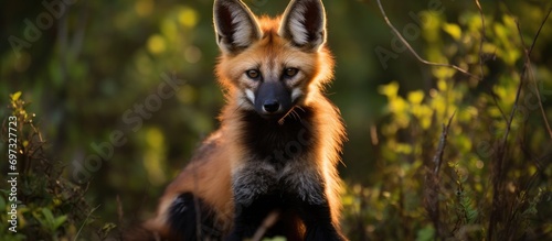 A Maned Wolf in Emas National Park in Brazil. photo