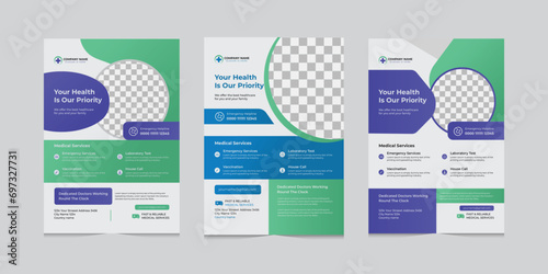 Corporate healthcare and medical cove a4 flyer design template for print
