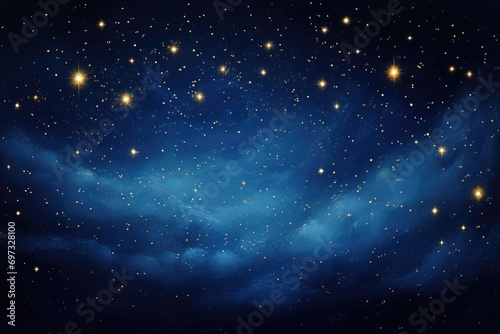 Night sky with stars and nebula. Vector illustration. Eps 10, A starry night sky with a crescent moon and tiny glow in the dark stars, AI Generated