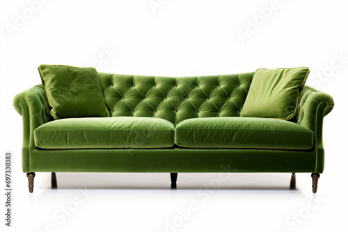 a green couch with pillows on it © Sostockgen