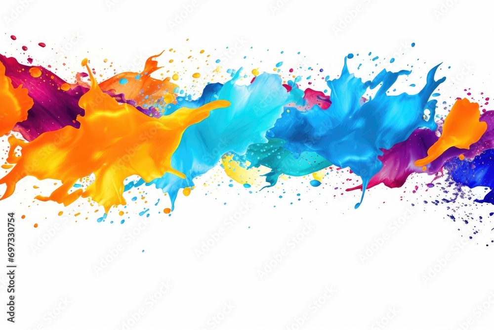 Abstract colorful paint splashes isolated on white background. Colorful paint splashes and blots on a black background, AI Generated Abstract colorful paint splashes isolated on white background. Colorful paint splashes and blots on a black background, AI Generated