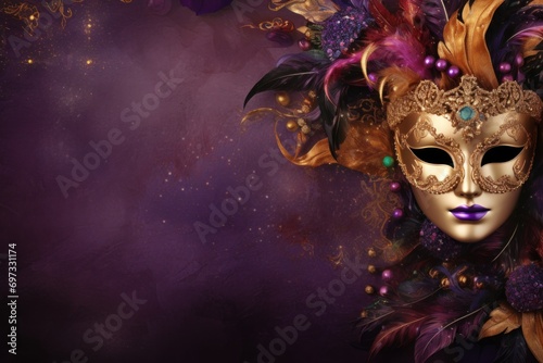 Banner with carnival mask, mardi gras mask background © lublubachka