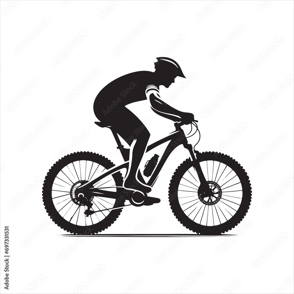 Naklejka premium Cycle Silhouette: Bike Messenger in Action, Fast-Paced City Delivery, and Urban Biking Adventure 