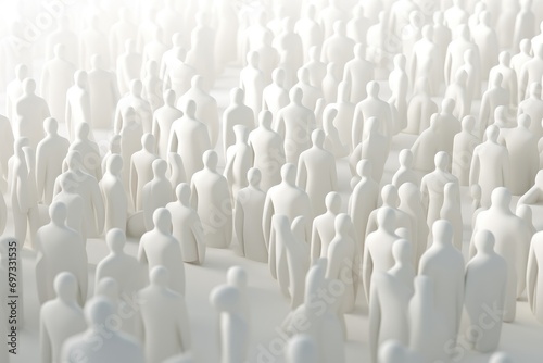 3d render of a group of white people standing in a row, Crowd of people on a white background, 3D render illustration, AI Generated