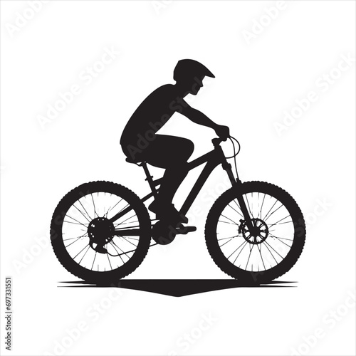 Fototapeta Naklejka Na Ścianę i Meble -  Cycle Silhouette: City Bike Rental, Bicyclist in Urban Exploration, Sustainable Transportation
