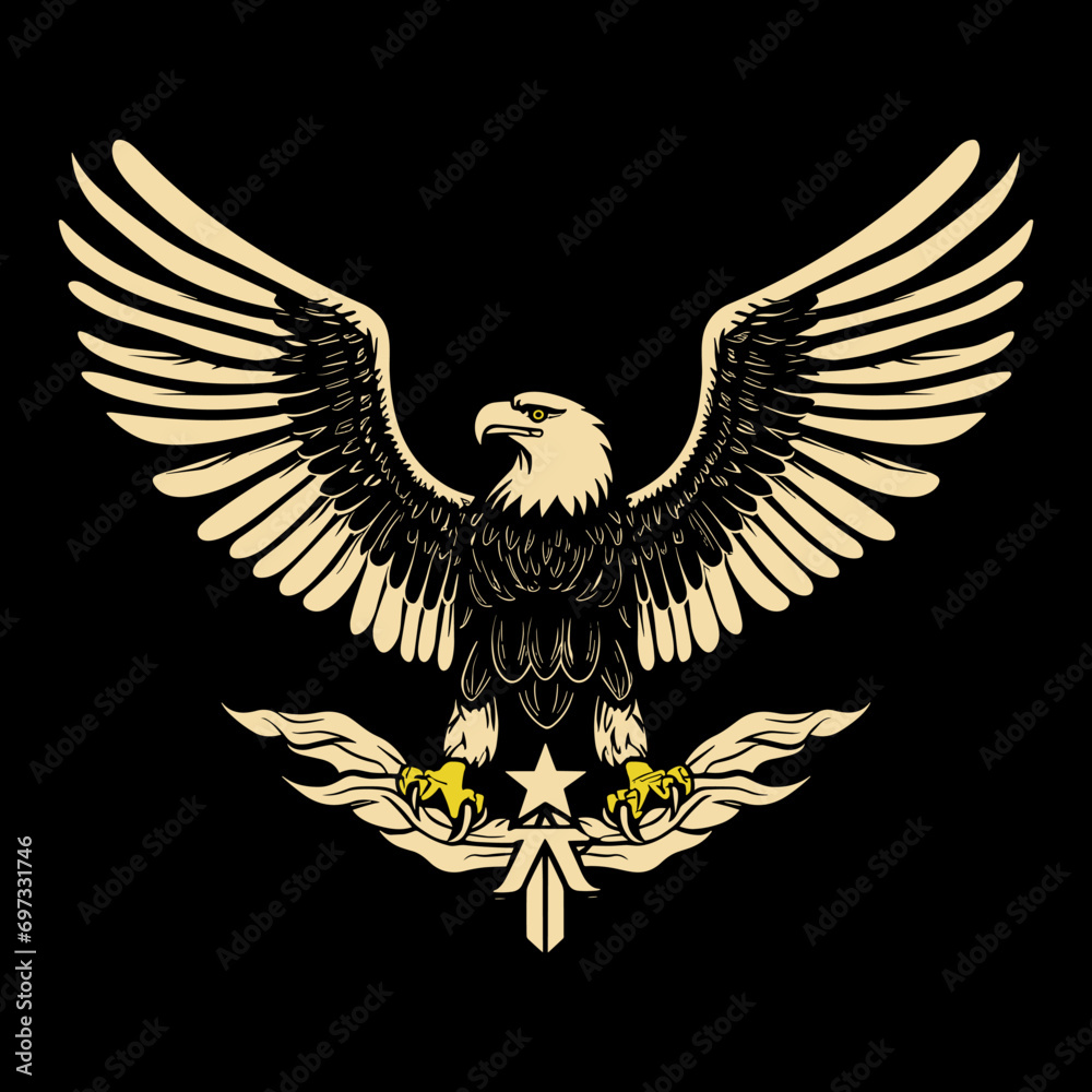 Fototapeta premium The flying eagle logo illustration, animal phoenix bird logo graphic element, icon design, vector design