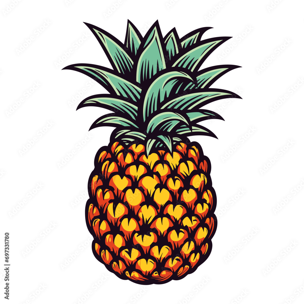 Vector pineapple isolated on a white background. Vector pineapple isolated on a white background.