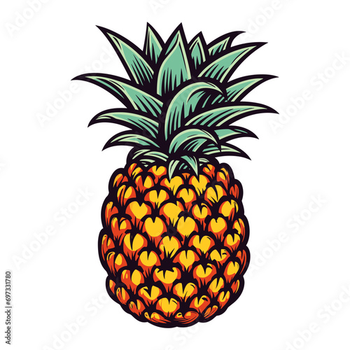 Vector pineapple isolated on a white background.