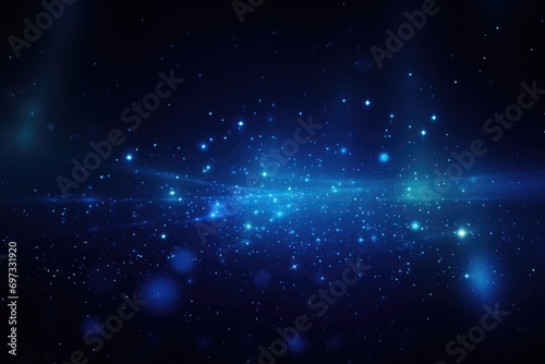 Abstract background with blue lights and stars. Vector illustration for your design, Dark blue and glowing particle abstract background, AI Generated