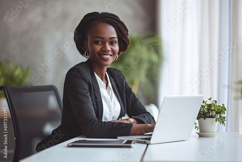 Elegant Productivity: A Black Female Business Professional Excelling in Her Office Responsibilities