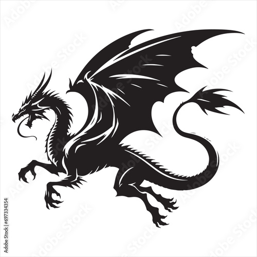 Darkened Skies Illuminate the Silhouetted Grace of a Flying Dragon - Silhouette of Flying Dragon
