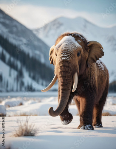 baby mammoth discovery tundra  with little snow