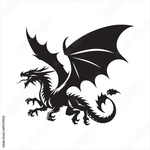 Epic Fantasy Skies with the Elegance of a Flying Dragon's Silhouette - Silhouette of Flying Dragon
