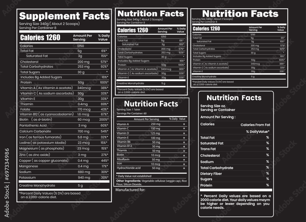 Nutrition facts template supplement facts template and vitamin facts Nutrition facts template supplement facts template and vitamin facts
