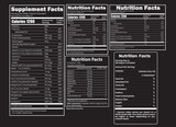 Nutrition facts template, supplement facts template and vitamin facts template