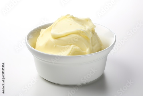 bowl of butter, margarine, cream isolated on white background. generative AI