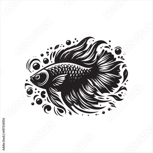 Marine Elegance: Exquisite Fish Silhouette in the Depths, Capturing the Poetic Beauty of Submerged Shadows
