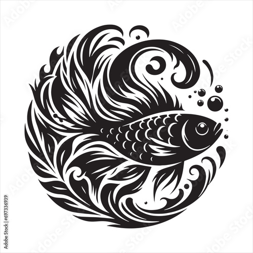 Silhouetted Serenity: Peaceful Fish in Oceanic Silhouette, a Subtle Dance of Shadows in Aquatic Stillness
 photo