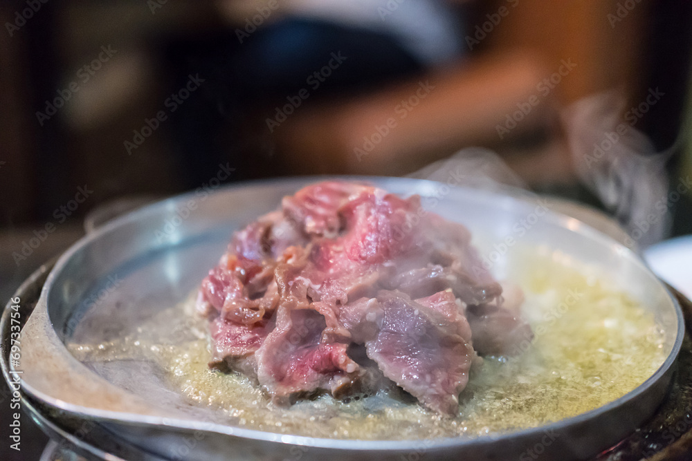 Grill Meat Steak Barbecue on the pan Grill Meat Steak Barbecue on the pan