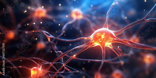an illustration of glowing human nerves. generative AI photo