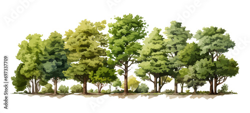 Tree line, watercolor effect in trees, vector, Generative AI