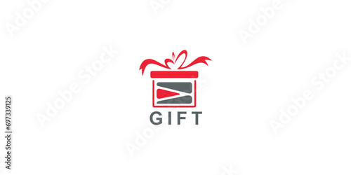 Creative Gift Box Template .Gift Box Abstract Logo With Vector Design Symbols