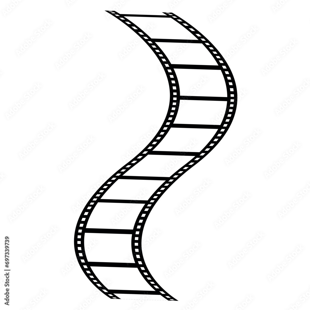 Fototapeta premium film strip isolated on white. film tape vintage icon isolate. movies film background with flim roll. 3d flim roll