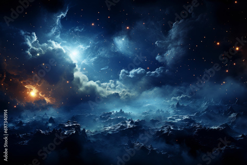 Cloudy blue space background