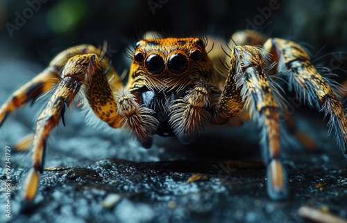 Close-up of a Wolf Spider living in its natural habitat © Veniamin Kraskov