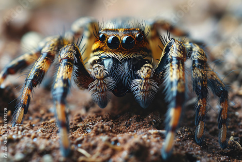 Close-up of a Wolf Spider living in its natural habitat