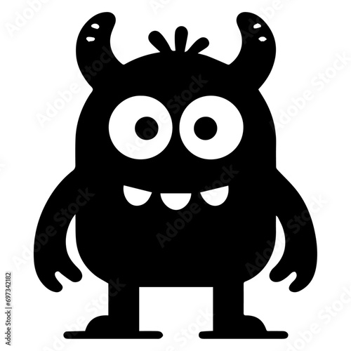 minimal carton funny monster Doodle character, vector silhouette, black color silhouette