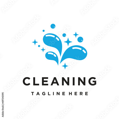 Cleaning logo template with modern concept and business Premium Vector