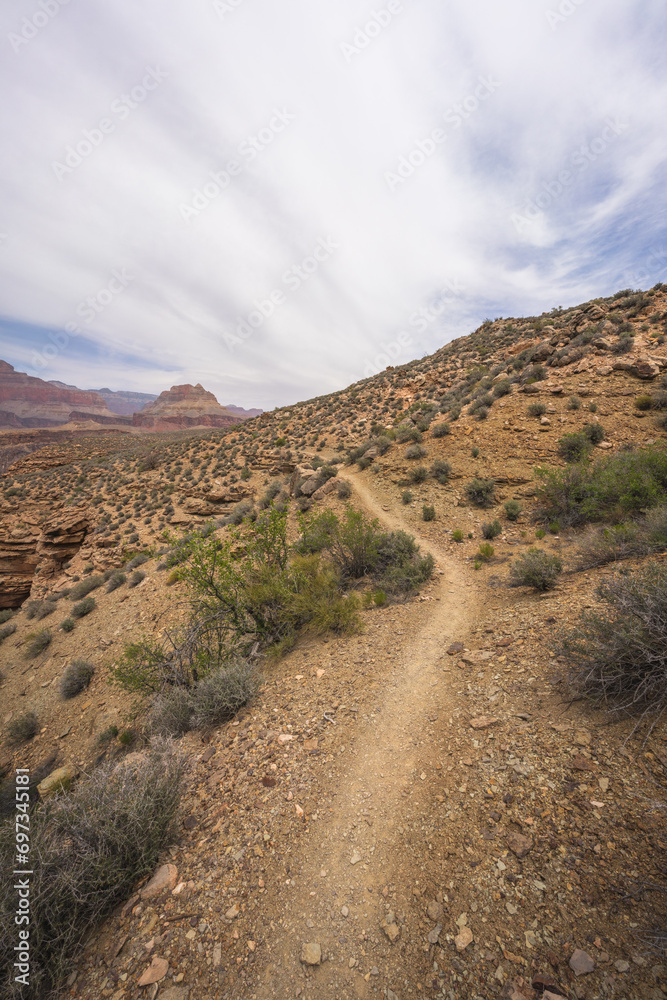 hiking the tonto trail in the grand canyon national park, arizona, usa