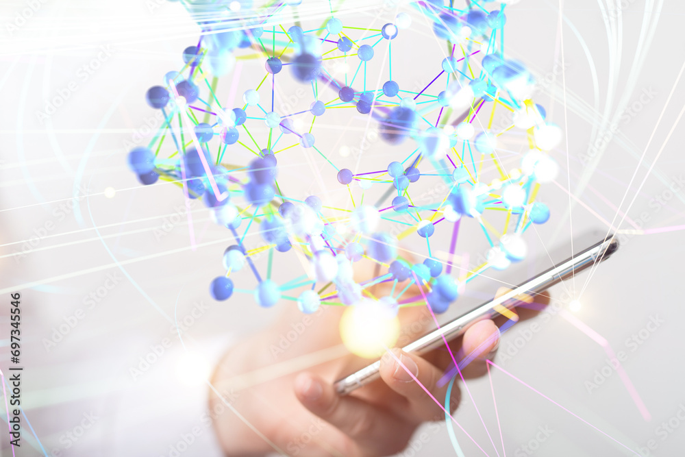 Neural network concept. Connected cells with links. Neural network concept. Connected cells with links.