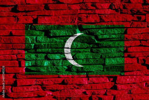 Flag of Republic of Maldives on a textured background. Concept collage. photo
