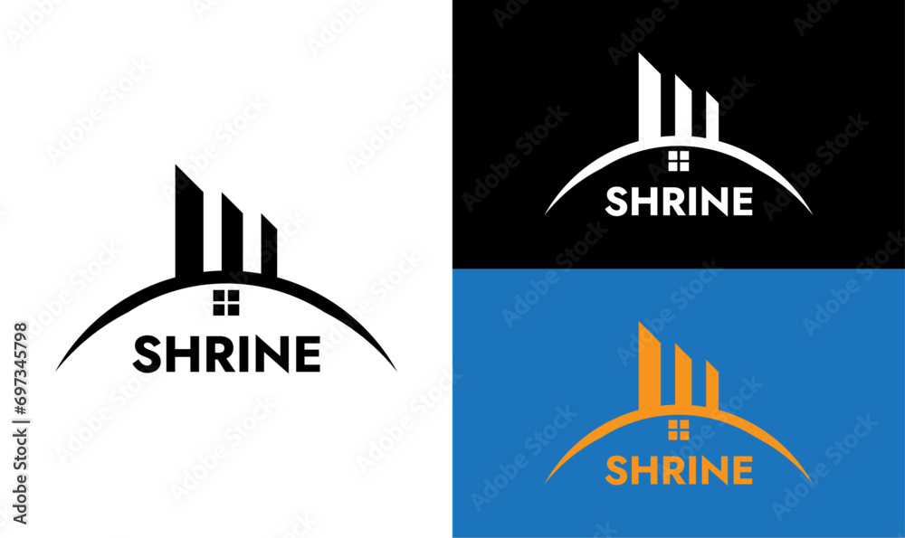 Shrine Logo Design , Building logo, Real-State logo, Shield logo,  City cape logo, House logo, Logo design