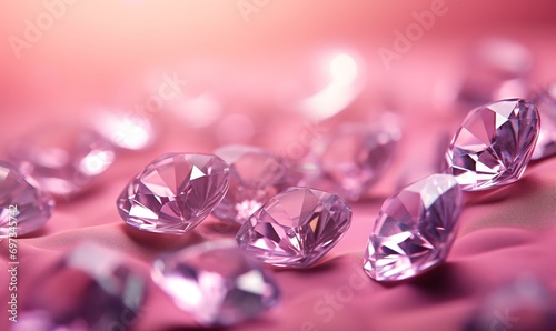 a collection of expensive and luxurious pink gems on a bokeh light background. generative Ai