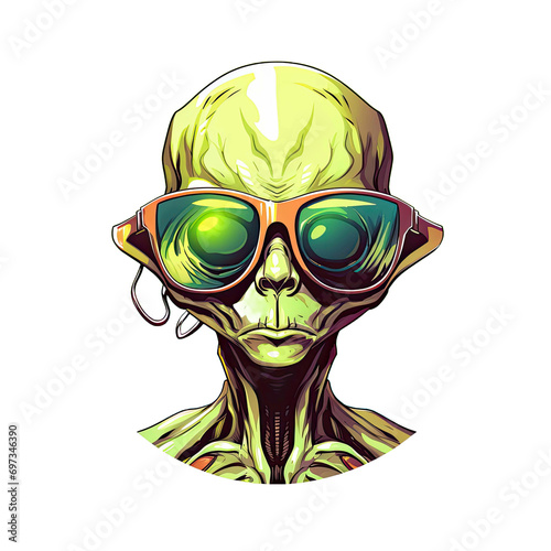 Cool Alien illustration isolated on transparent background