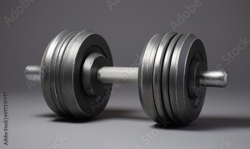 dumbbells for fitness sports in the gym on a gray background. generative AI
