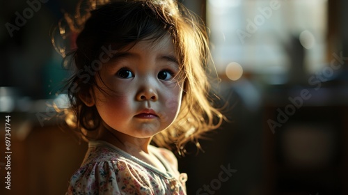Adorable Little 2 Year Asian Girl, Background HD For Designer