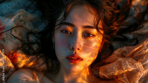 Asian Girl Wake Late Look Alarm, Background HD For Designer