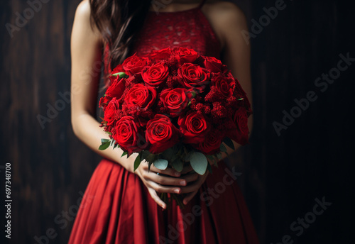 woman with rose generated by AI technology