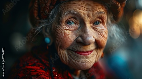 Cheerful Senior Woman Big Beautiful Smile, Background HD For Designer