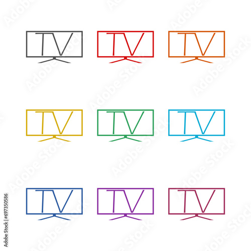 Modern TV  icon isolated on white background. Set icons colorful